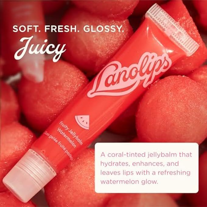 Lanolips FRUITY JELLYBALM - TINTED LIP BALM TO DEEPEN, BRIGHTEN & ENHANCE - MOISTURIZING LANOLIN LIP BALM & JELLY LIP GLOSS - EVERYDAY LIP MAKEUP - WATERMELON (10G / 0.35OZ) - Image 2